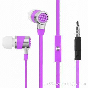 Flat Cable Earphones with Microphone and Volume Control